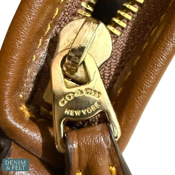 Coach Weaved Brown Embossed Leather Crossbody Shoulder Bag Adjustable Strap - Picture 9 of 15